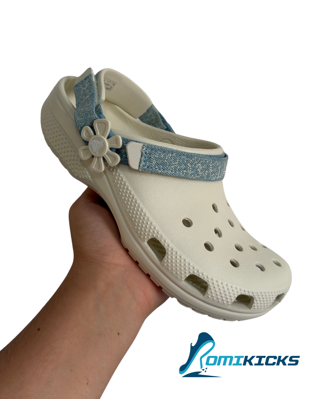 Classic Clog Beige Denim Flower